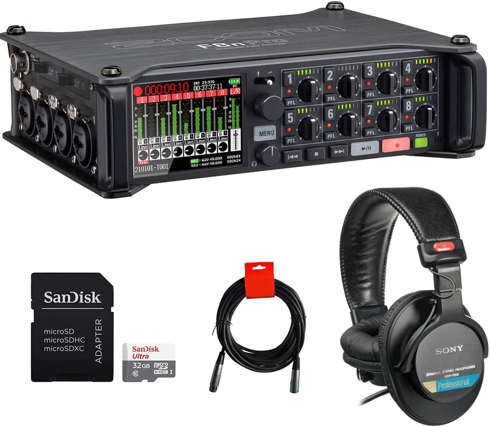 Zoom F8n Pro Multitrack Field Recorder Bundle