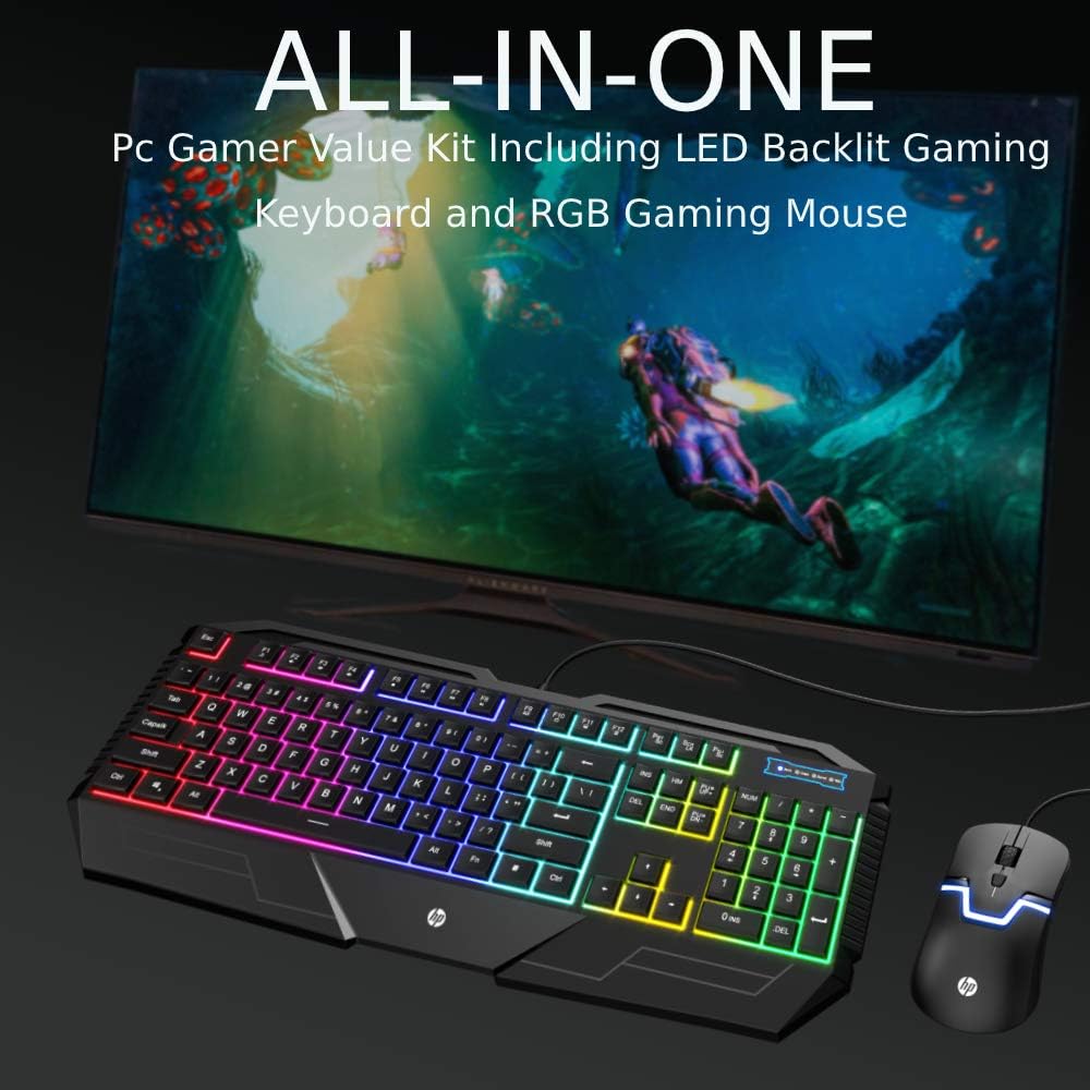 HP RGB Backlit Wired Gaming Keyboard and Mouse Combo
