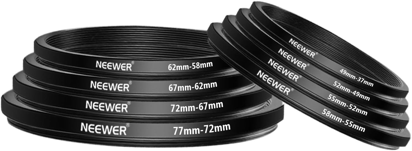 Neewer 10092240 18-Piece Metal Lens Filter Adapter Ring Kit