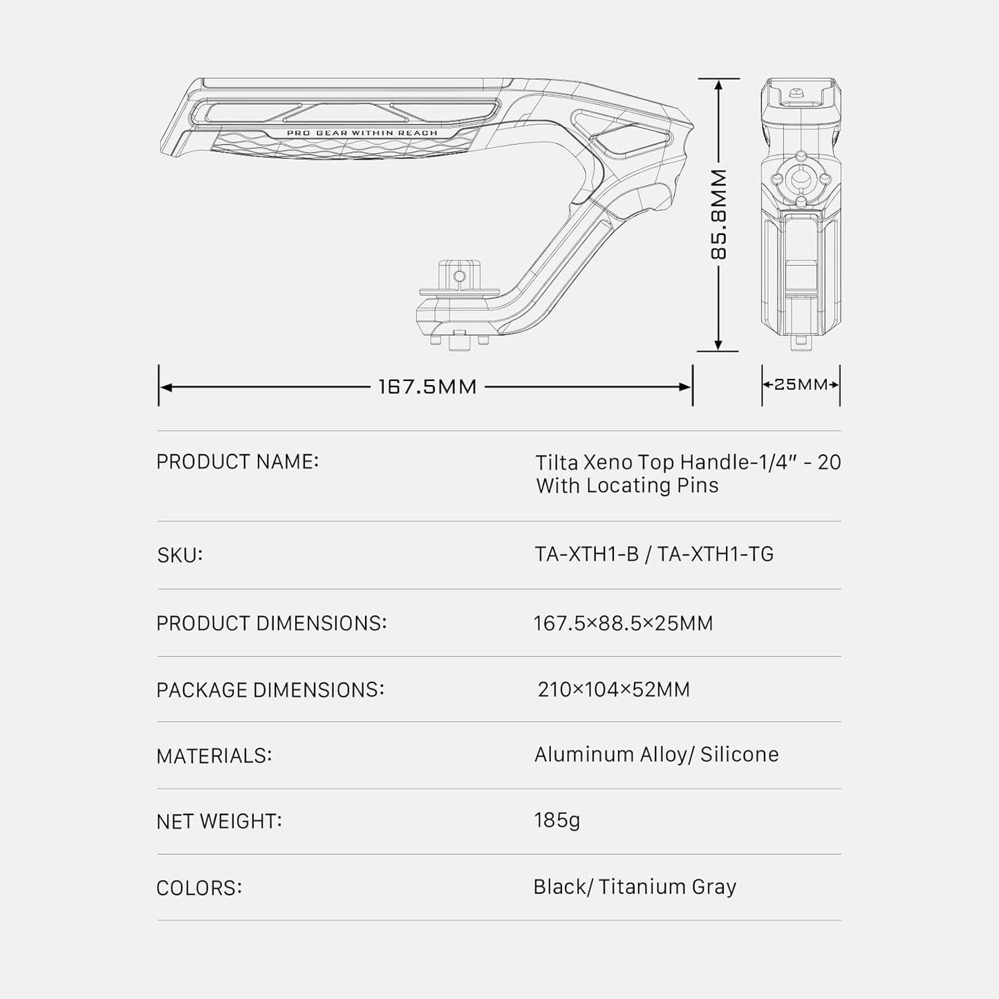 Tilta TA-XTH1-B Xeno Top Handle - Black 1/4"-20