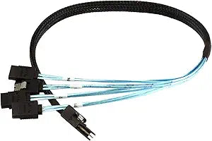 Monoprice 108186 Mini SAS to 4 SATA Forward Breakout Cable