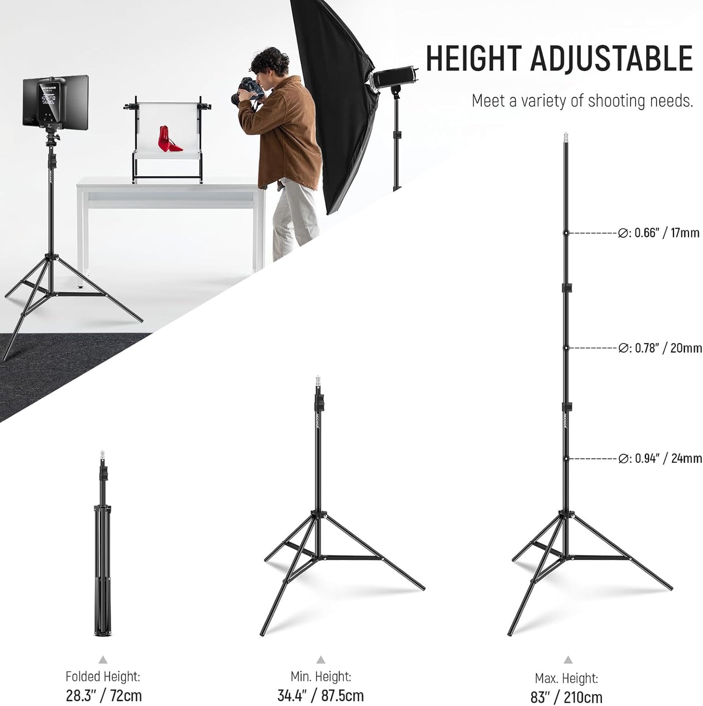 Neewer 90084538 7ft Photography Light Stands 2-Pack