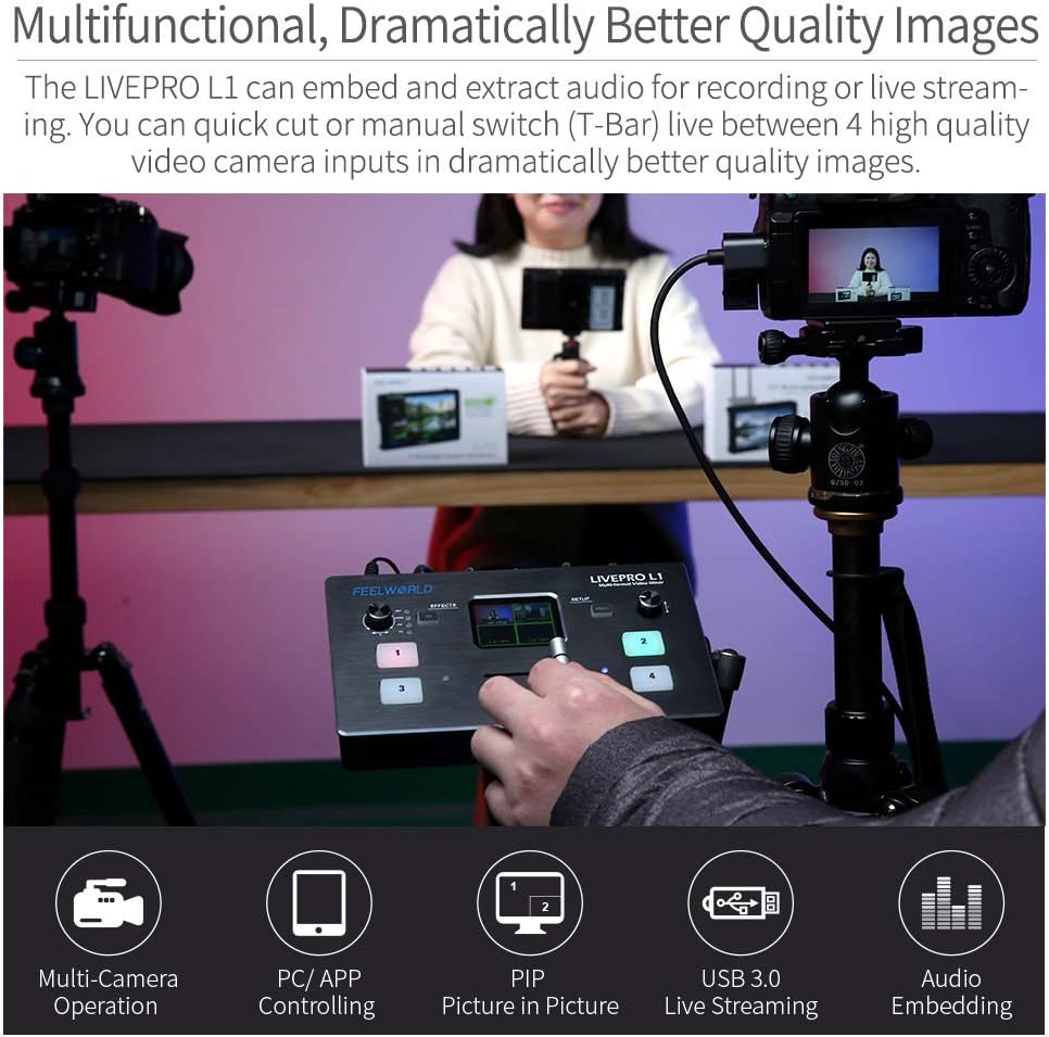 FEELWORLD LIVEPRO L1-OF-US HDMI Video Mixer USB 3.0 Streaming