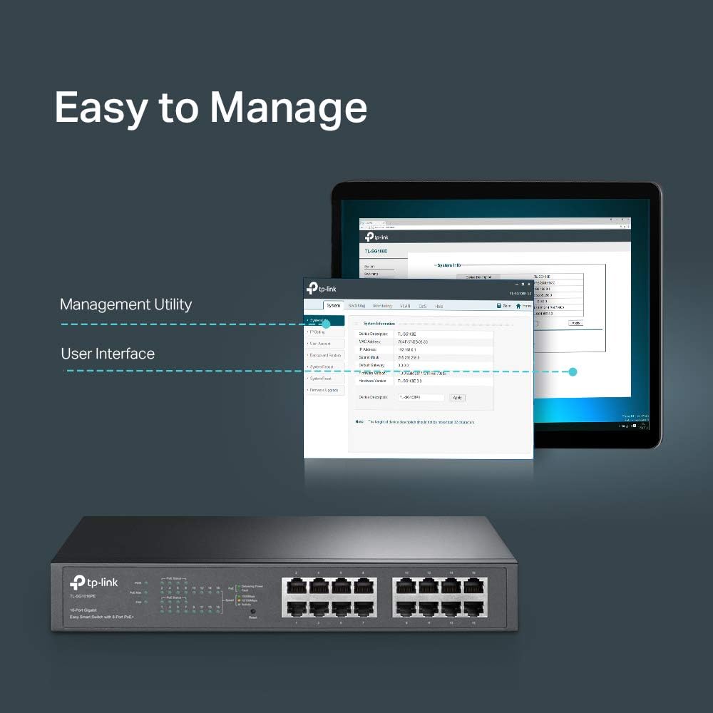 TP-Link TL-SG1016PE 16-Port Gigabit PoE+ Easy Smart Switch