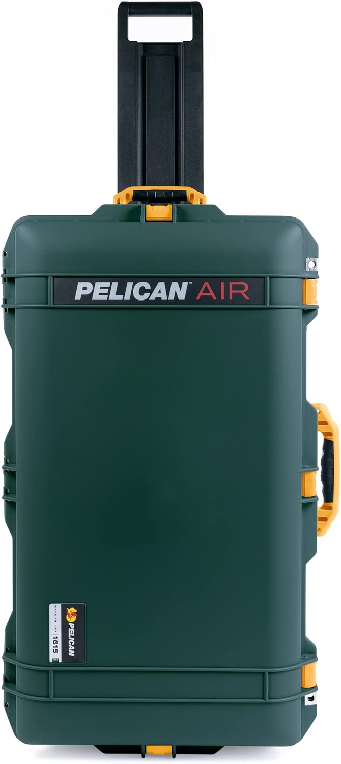 Pelican 1615NF Air Case - Trekking Green with Yellow Handles (Empty)