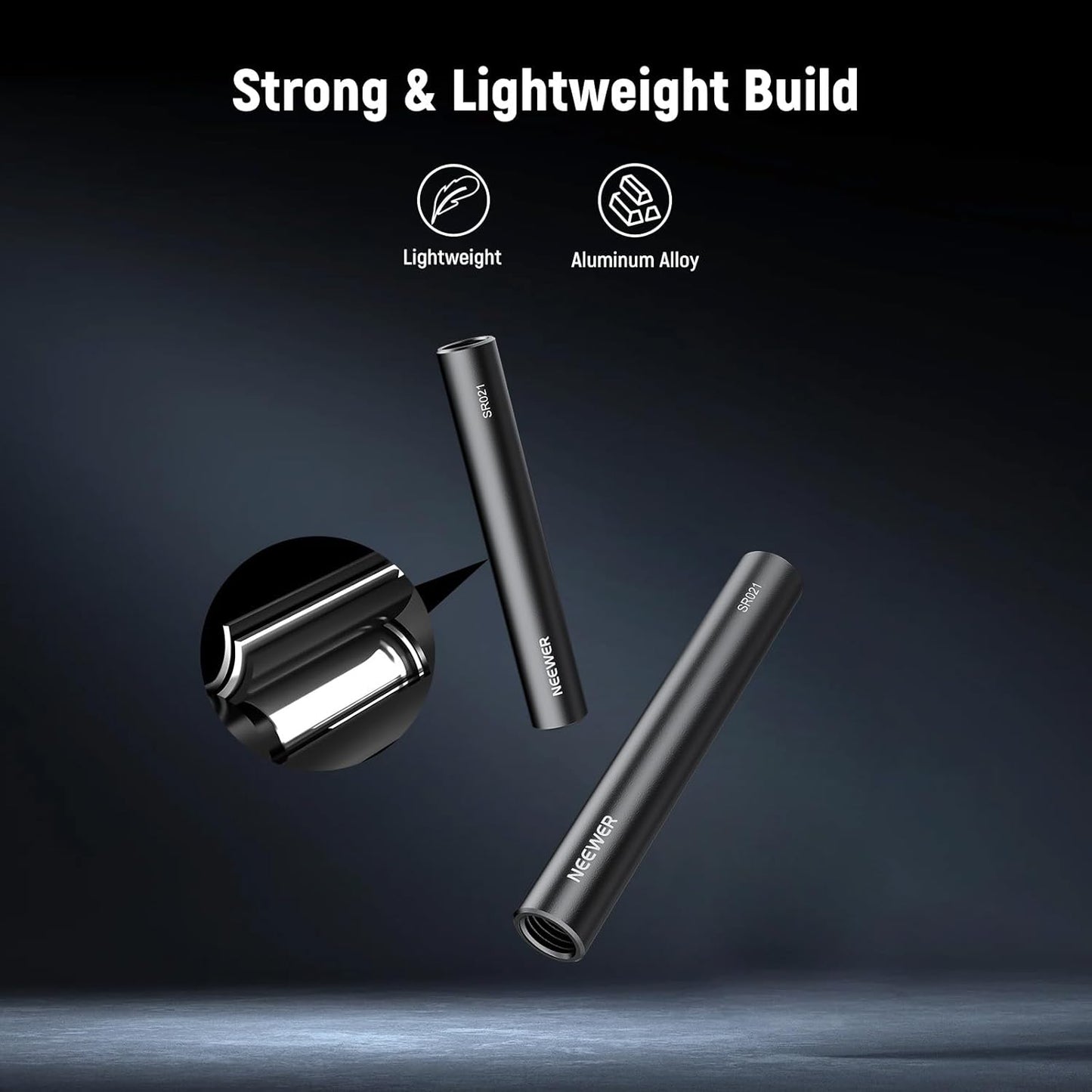 Neewer 10104674 15mm Rods 4"/10cm Extension 2-Pack