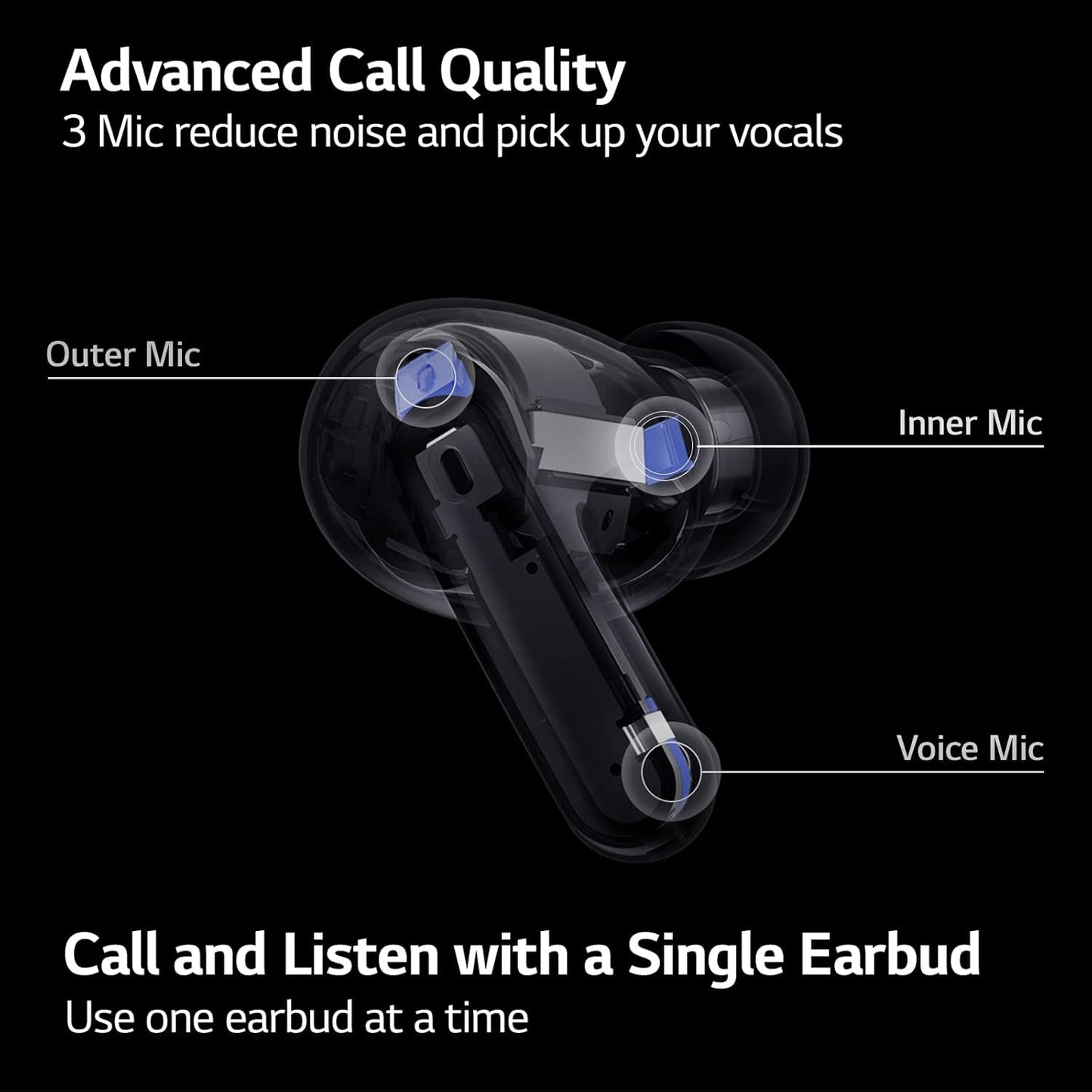 LG TONE-FP9 Free True Wireless Bluetooth Earbuds ANC UVnano Black