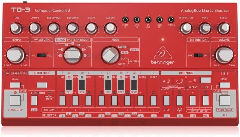 Behringer TD-3-RD Analog Bass Line Synthesizer - Red