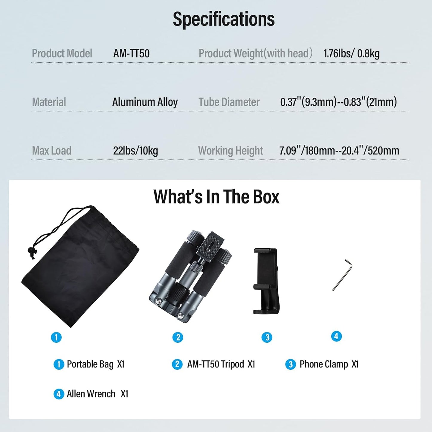 Sirui AM-TT50 Compact Mini Desktop Tripod