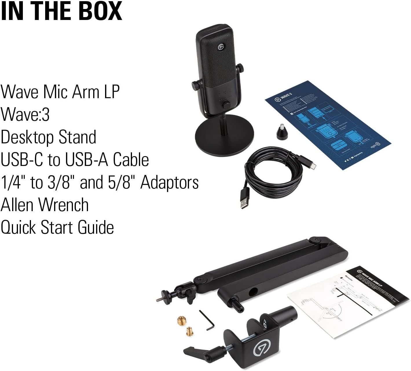 Elgato Wave3 Premium Condenser Microphone and Mic Arm