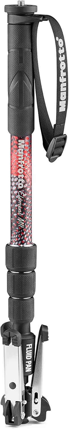 Manfrotto MVMELMIIA4 Element MII Video Monopod: Fluid Base, Red