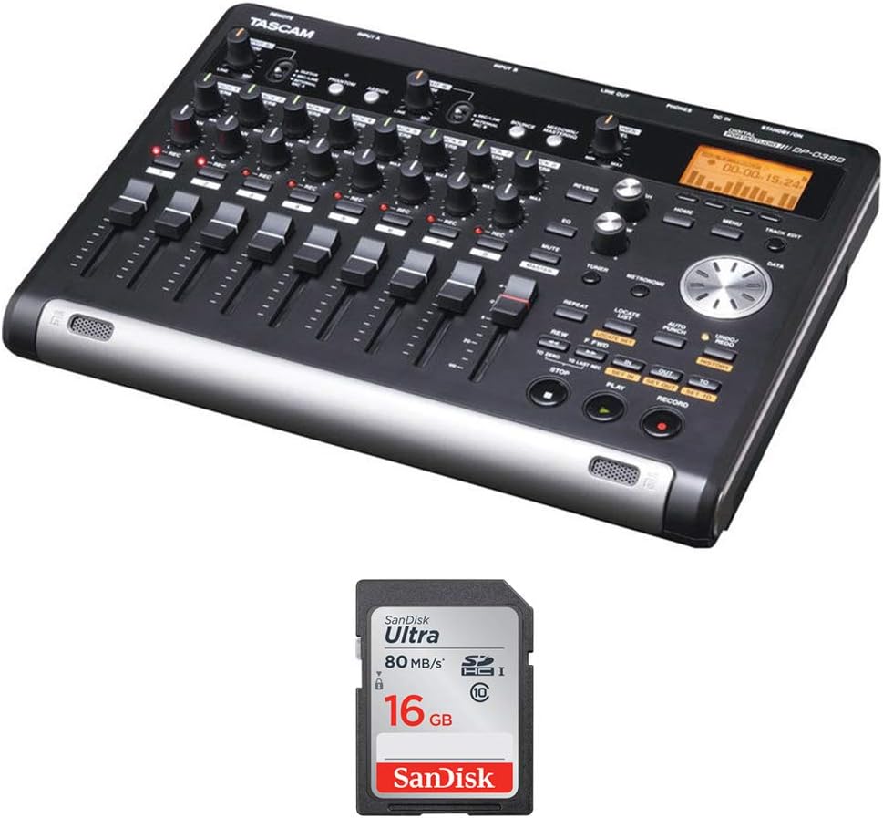 Tascam DP-03SD Digital Portastudio 8-Track Recorder 16GB Bundle
