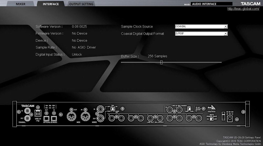 Tascam US-20X20 USB 3.0 Audio MIDI Interface Mixer