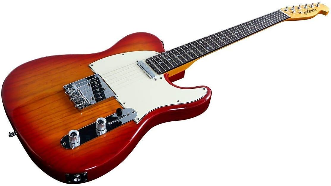 Monoprice 610292 Indo Electric Guitar Cherry Red Burst