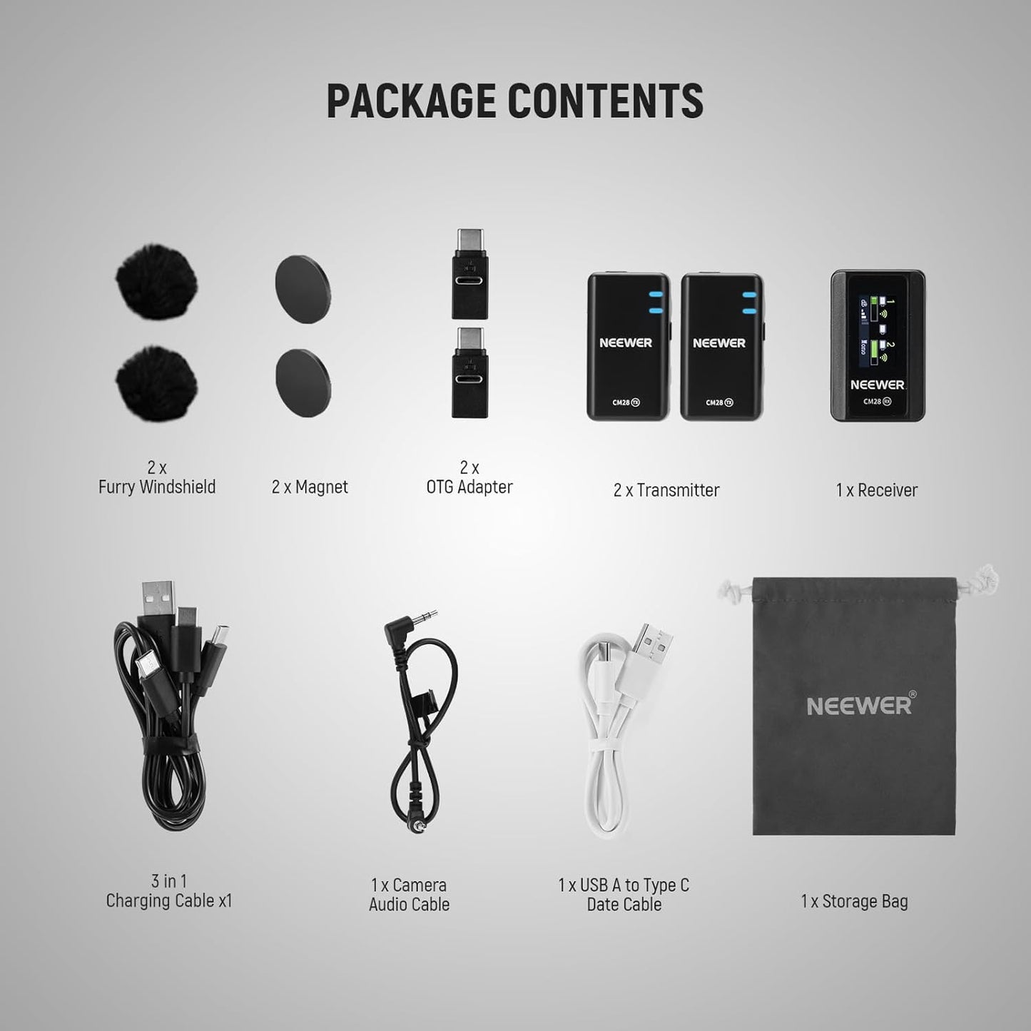 Neewer 21000071 CM28 Wireless Lavalier Mic 4GB Storage