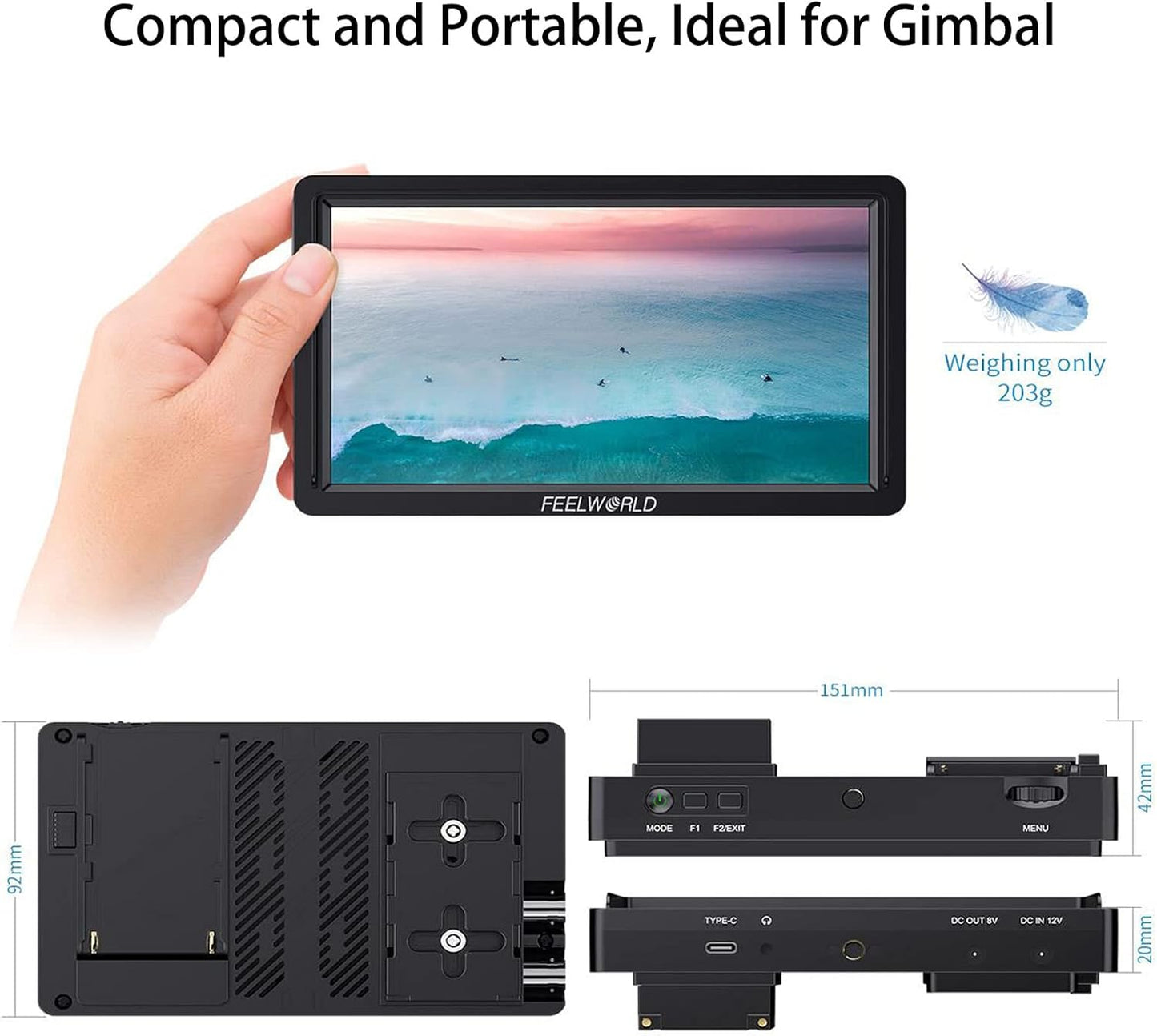 FEELWORLD FW568S 6" 3G-SDI/4K HDMI On-Camera Monitor