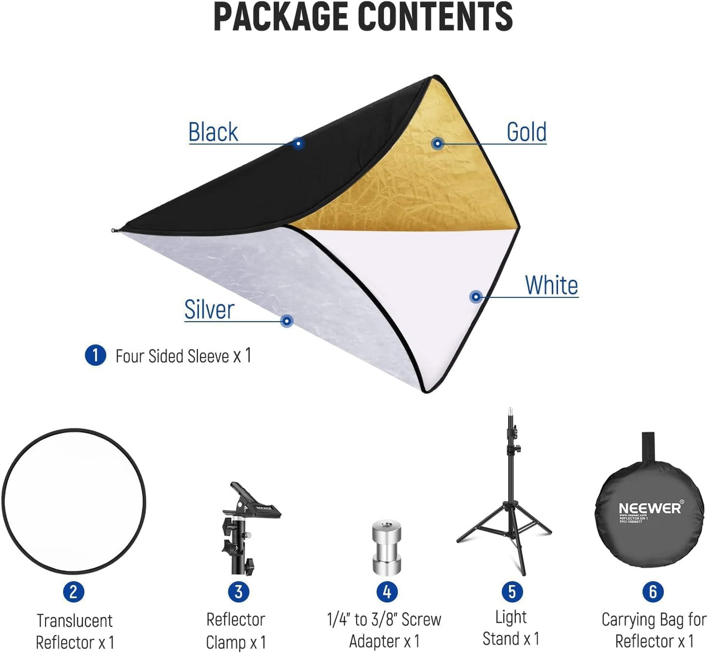 Neewer 24"/60cm 5-in-1 Photography Light Reflector Kit
