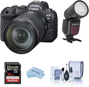 Canon EOS R6 Mirrorless Camera with 24-105mm Lens + Flash