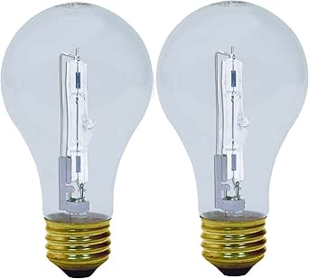 GE 78795 Crystal Clear A19 Halogen Light Bulb 2-Pack
