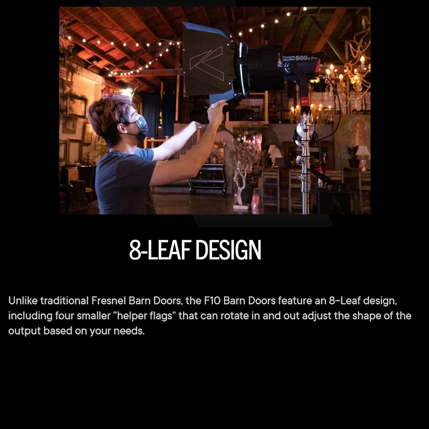 Aputure F10 Barn Doors LS 600D Pro Fresnel Lighting