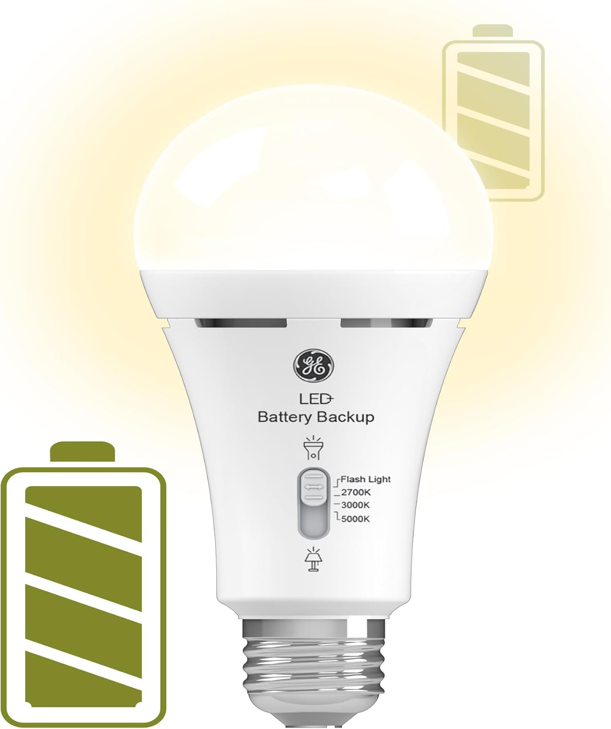 GE 93131819 LED+ Backup Battery Light Bulbs, 2-Pack