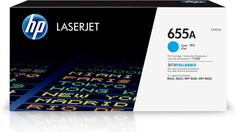 HP CF451A 655A Cyan LaserJet Toner Cartridge — main product image
