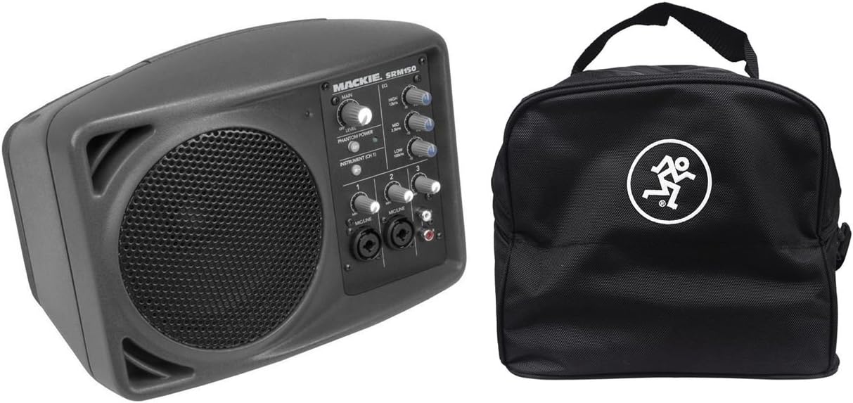 Mackie SRM150 Powered Active PA Monitor Speaker Bag Bundle