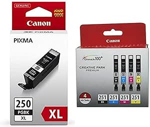 Canon PGI-250 XL Black & CLI-251 CMY Ink Cartridge 4-Color Pack