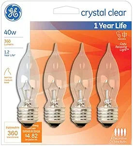 GE 76230 Crystal Bulb, 40W, Clear, 4-Pack - Decorative Lighting