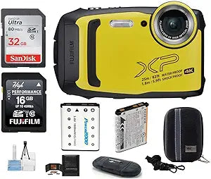 Fujifilm FinePix XP140 Yellow Waterproof Digital Camera Bundle