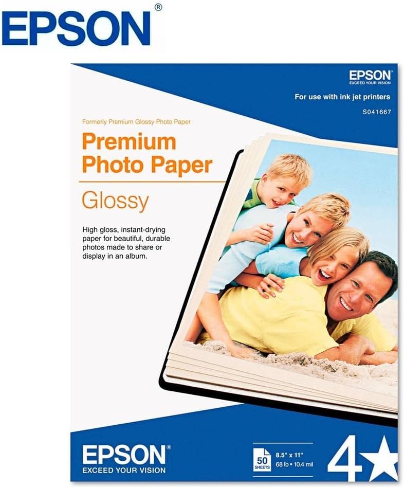 Epson S041667 Premium Glossy Photo Paper 8.5x11 50 Sheets