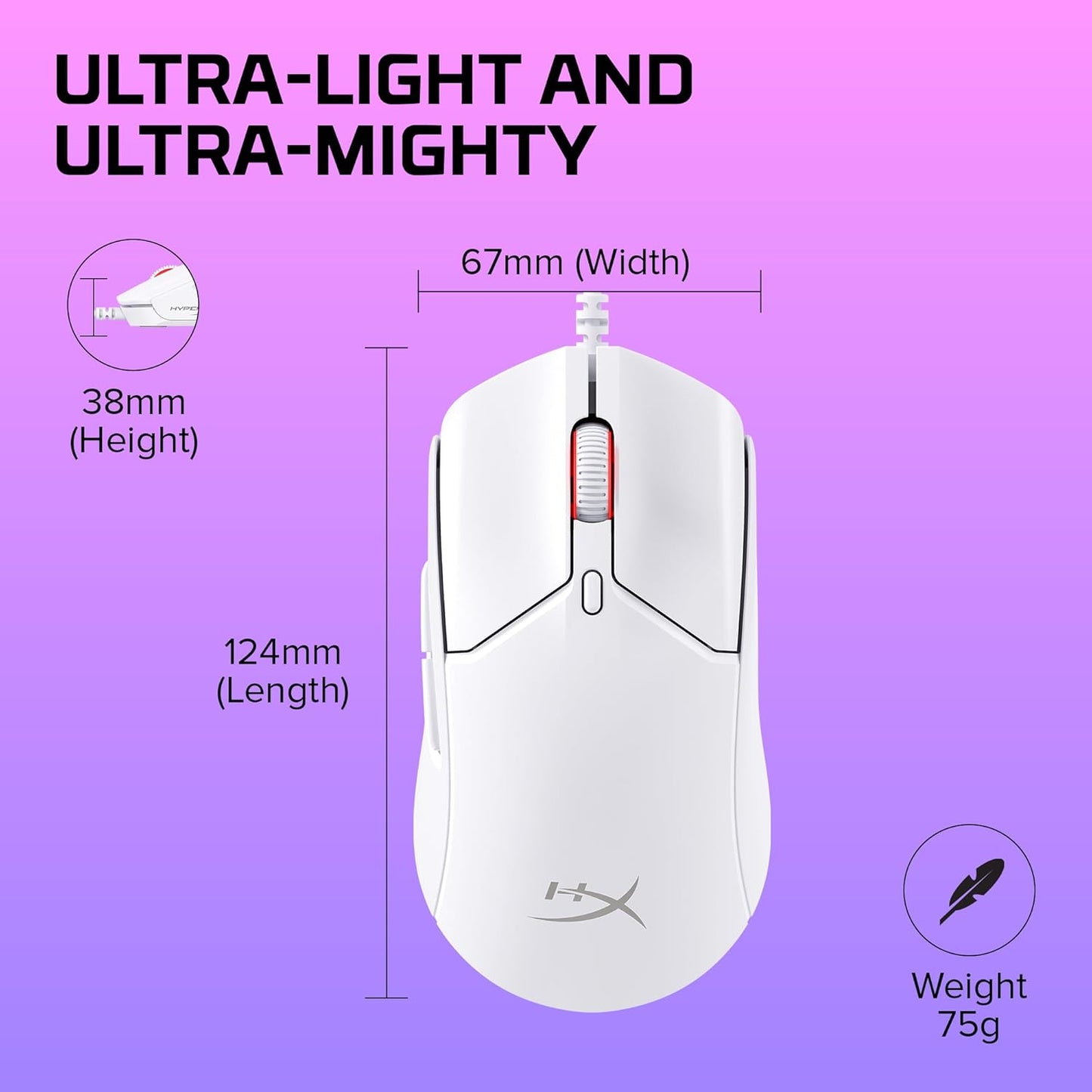 HyperX 6N0A8AA Pulsefire Haste 2 Wired Gaming Mouse - Ultra Lightweight