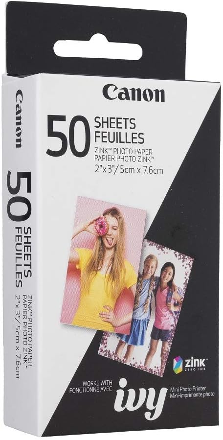 Canon 3215C001 ZINK Photo Paper 2x3 Sticky-Back (50 Sheets)