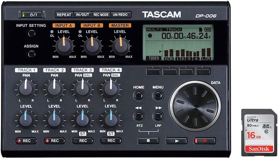 Tascam DP-006 6-Track Digital Pocketstudio - Bundle w/ 16GB Card