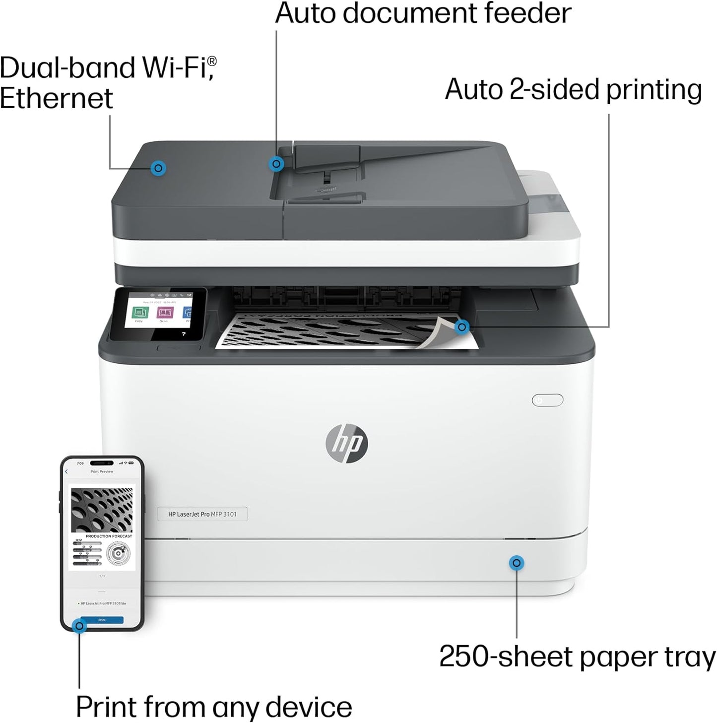 HP 3101fdw LaserJet Pro MFP Wireless All-in-One Printer