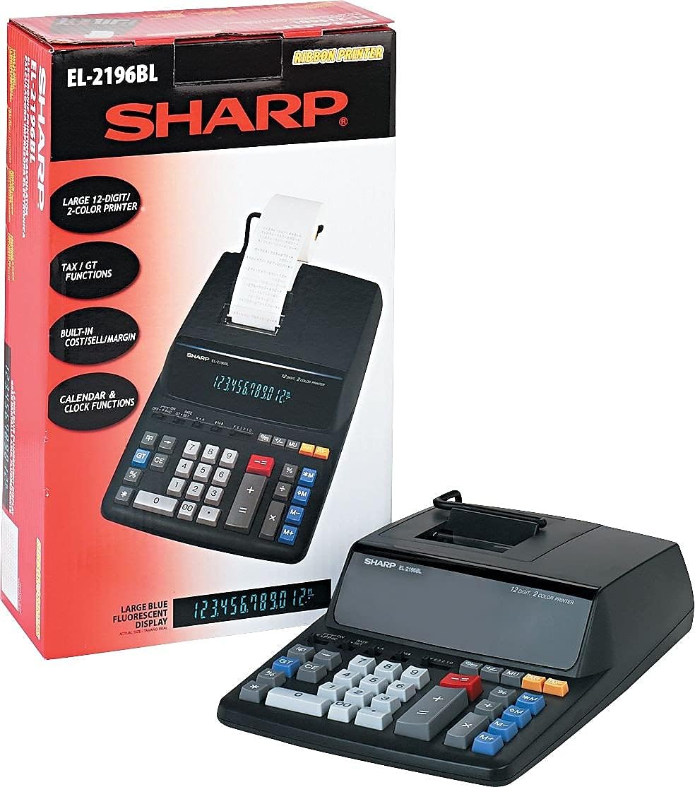 Sharp EL2196BL Two-Color Printing Calculator 3.7 Lines/Sec