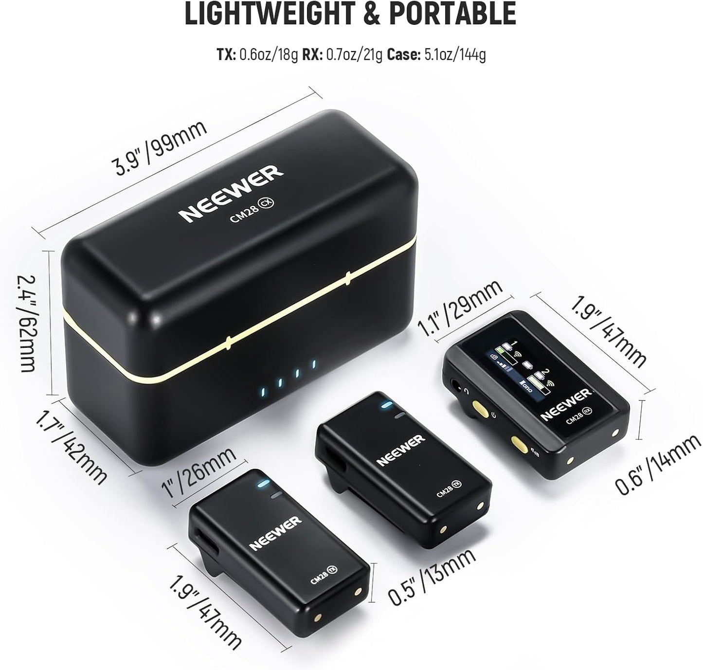 Neewer 21000052 CM28 Wireless Lavalier Microphone with Charging Case