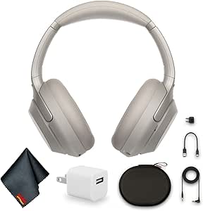 Sony WH1000XM3/S Silver Noise Cancelling Headphones Bundle