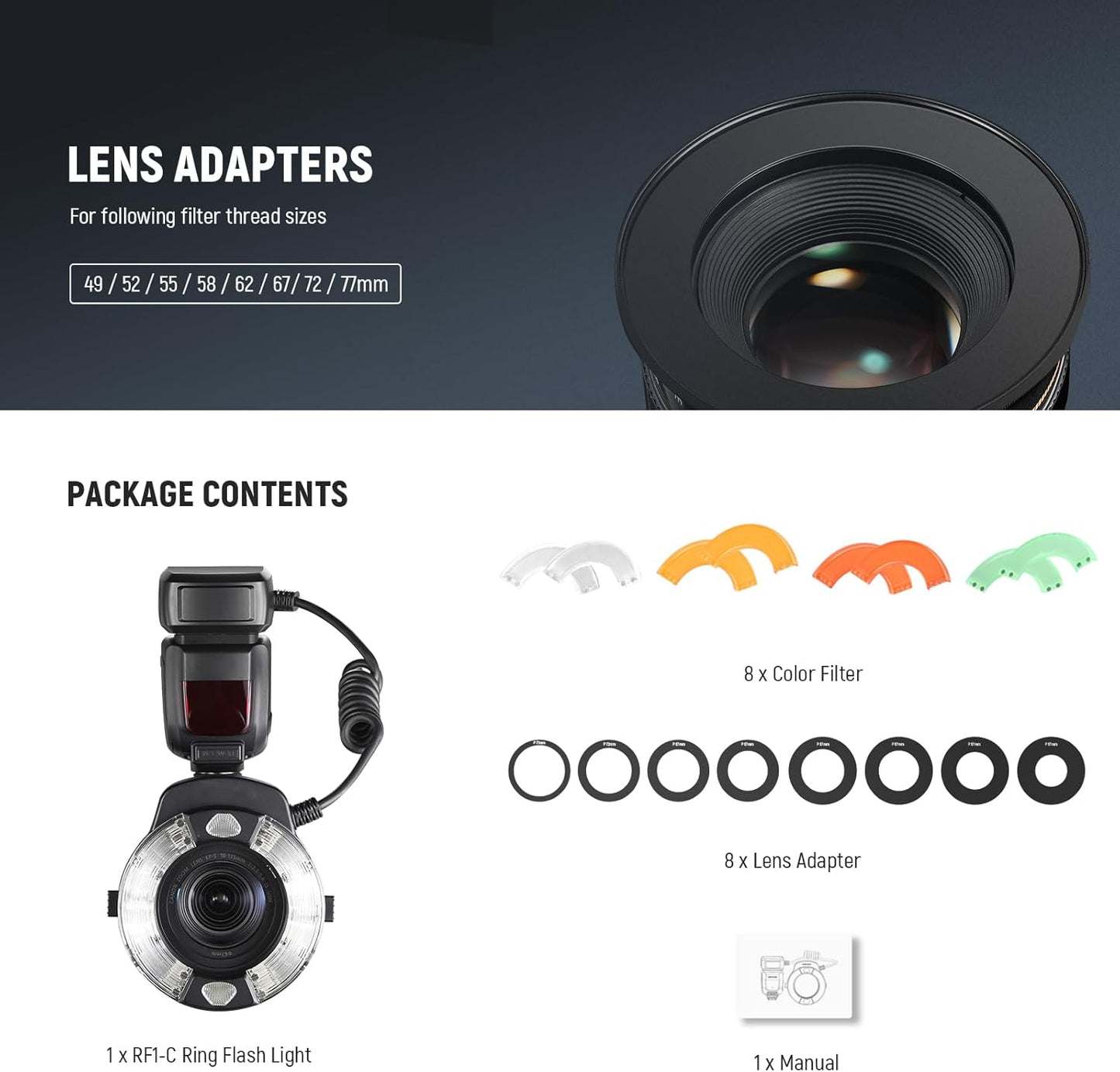 Neewer RF1-C Macro Ring Flash for Canon E-TTL