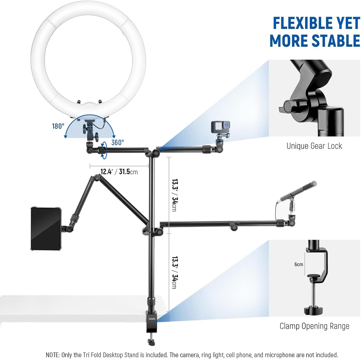 Neewer 10103795 Overhead Camera Mount Stand Phone Holder