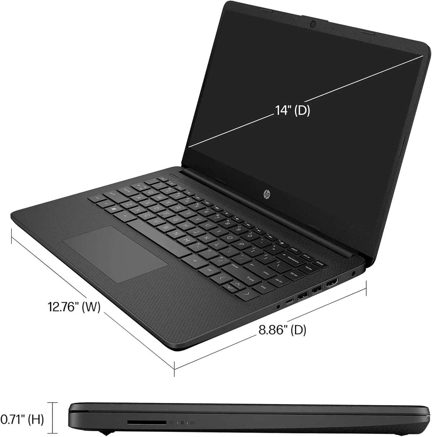 HP 14-dq0761dx 14" HD Laptop Bundle
