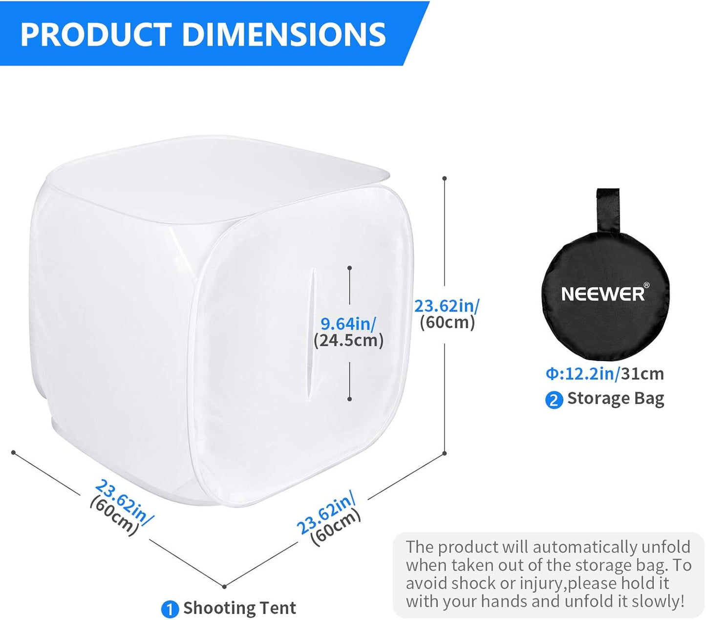 Neewer 10071238 24" Photo Studio Light Tent Kit