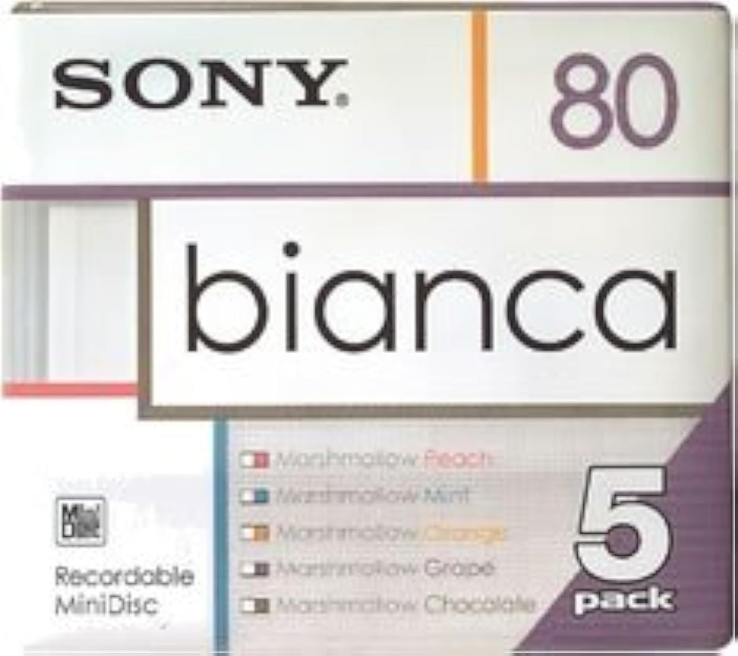 Sony 5MDW80BAA Bianca 80 Min MiniDiscs 5-Pack