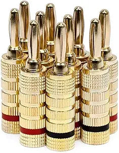 Monoprice 109436 Gold Plated Speaker Banana Plugs - 5 Pairs