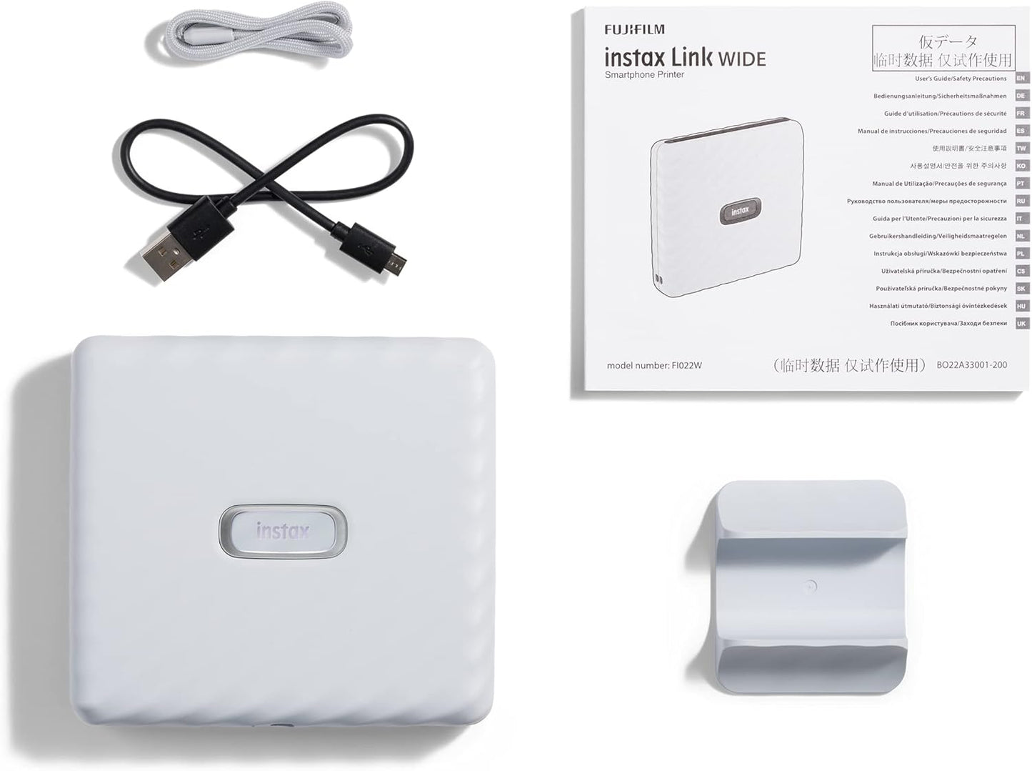 Fujifilm 16719550 Instax Link Wide Ash White Printer