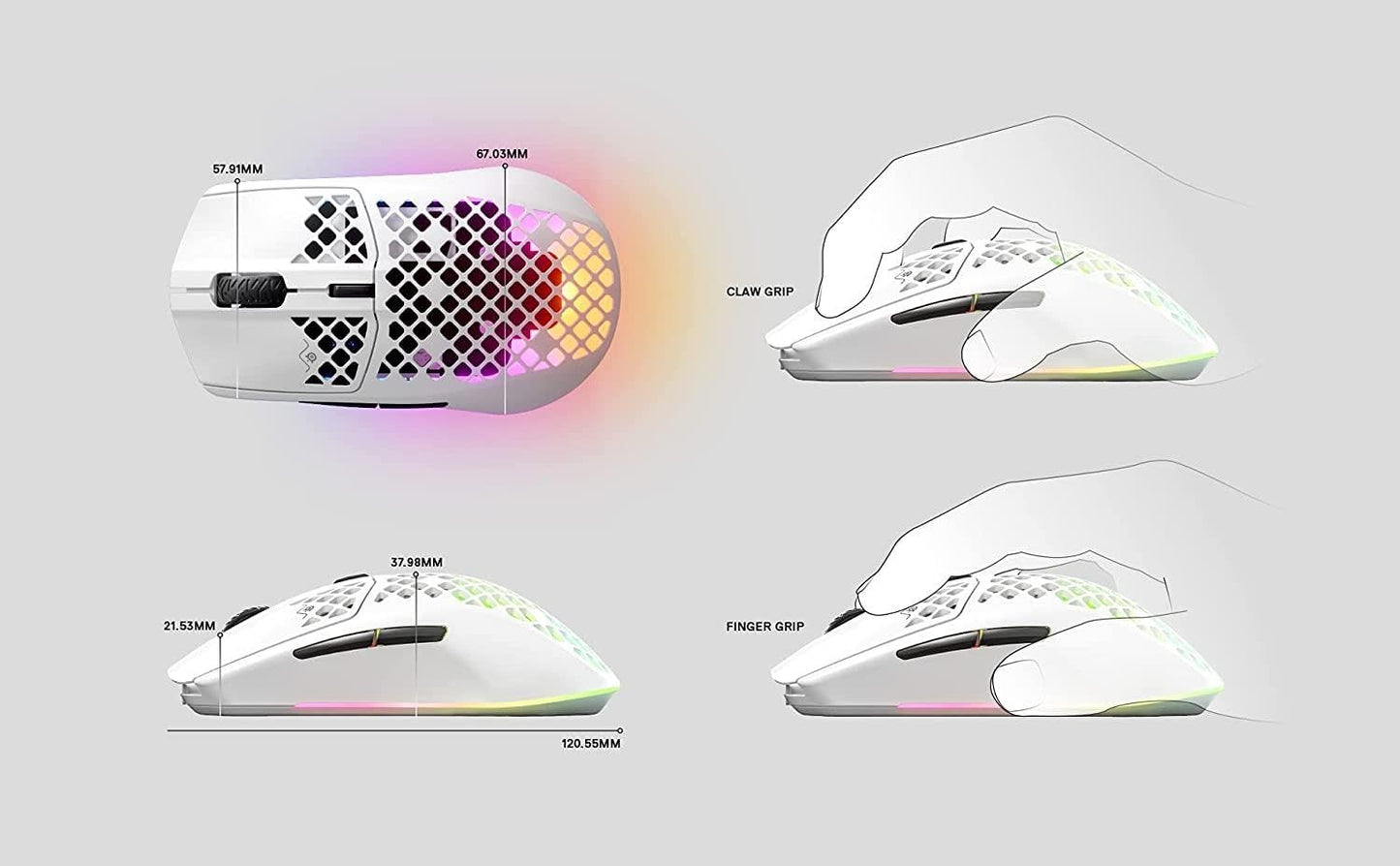 SteelSeries Aerox 3 62608 Wireless Gaming Mouse - Snow