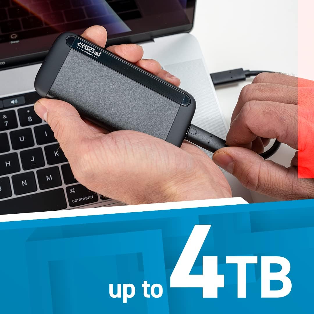 Crucial CT4000X8SSD9 4TB Portable SSD: USB 3.2, Up to 1050MB/s