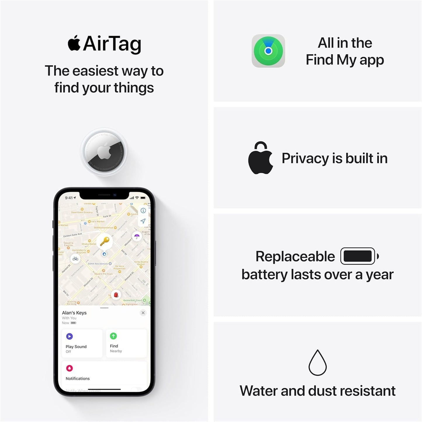 Apple MX542LL/A AirTag 4 Pack Tracker
