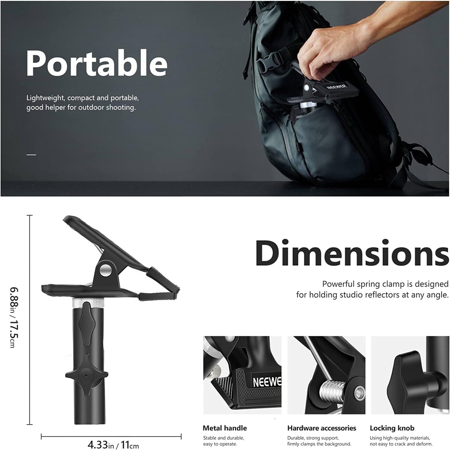 Neewer 10093980 Photo Studio Reflector Clamp Holder