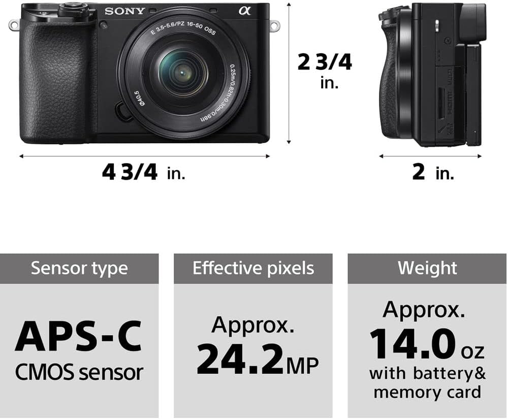 Sony a6100 Mirrorless Camera ILCE6100L/B Lens Bundle Renewed
